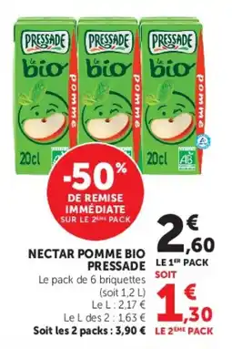 Super U Nectar pomme bio pressade offre