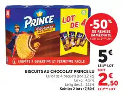 Super U Biscuits au chocolat prince lu offre