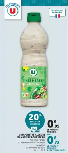 Super U Vinaigrette allegee en matieres grasses u offre