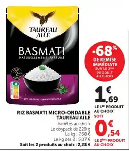 Super U Riz basmati micro-ondable taureau aile offre