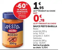 Super U Sauce pesto barilla offre