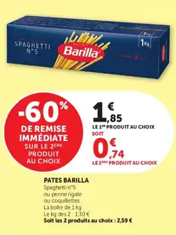 Super U Pates barilla offre