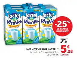 Super U Lait vita'vie uht lactel offre