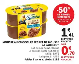Super U Mousse au chocolat secret de mousse la laitiere offre
