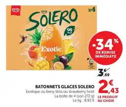 Super U Batonnets glaces solero offre