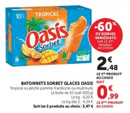 Super U Batonnets sorbet glaces oasis offre