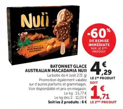 Super U Batonnet glace australian macadamia nuii offre
