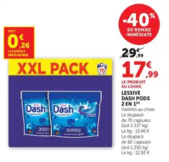 Lessive dash pods 2 en 1