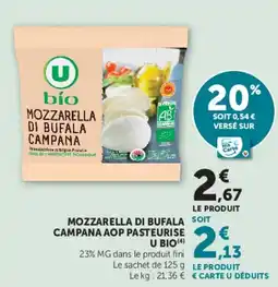 U Express Mozzarella di bufala campana aop pasteurise u bio offre