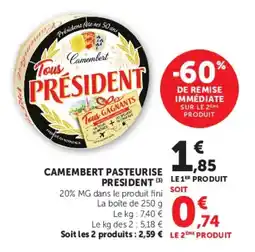 U Express Camembert pasteurise president offre
