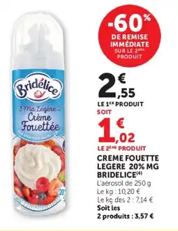U Express Creme fouette legere 20% mg bridelice offre