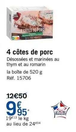Picard 4 côtes de porc offre