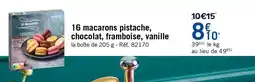 Picard 16 macarons pistache, chocolat, framboise, vanille offre