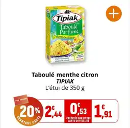 Coccimarket Taboulé menthe citron tipiak offre