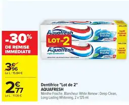 Carrefour AQUAFRESH Dentifrice Lot de 2 offre