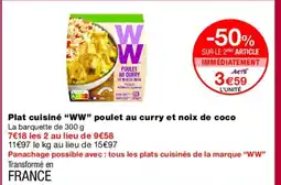 Monoprix WW Plat cuisiné poulet au curry et noix de coco offre