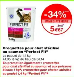 Monoprix PERFECT FIT Croquettes pour chat stérilisé au saumon offre
