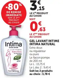 Hyper U GEL LAVANT INTIME INTIMA NATURAL offre