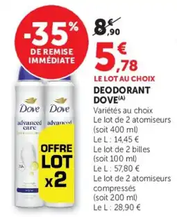 Hyper U DEODORANT DOVE offre