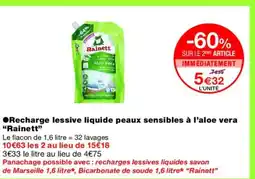 Monoprix RAINETT Recharge lessive liquide peaux sensibles à l'aloe vera offre