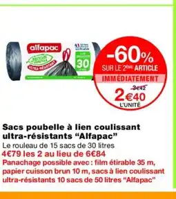 Monoprix ALFAPAC Sacs poubelle à lien coulissant ultra-résistants offre