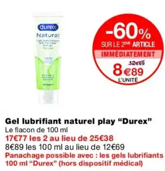 Monoprix DUREX Gel lubrifiant naturel play offre