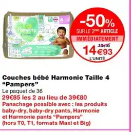 Monoprix PAMPERS Couches bébé Harmonie Taille 4 offre