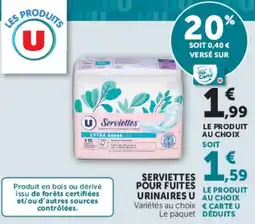Hyper U SERVIETTES POUR FUITES URINAIRES U offre