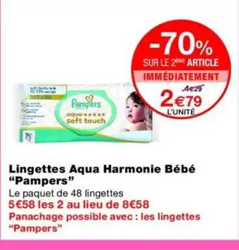 Monoprix PAMPERS Lingettes Aqua Harmonie Bébé offre