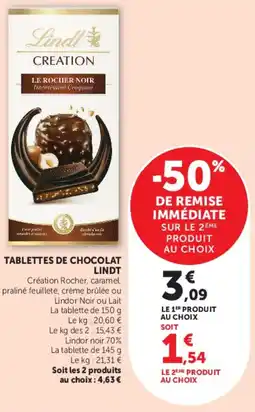 Hyper U TABLETTES DE CHOCOLAT LINDT offre