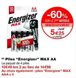 Monoprix ENERGIZER Piles Max AA offre