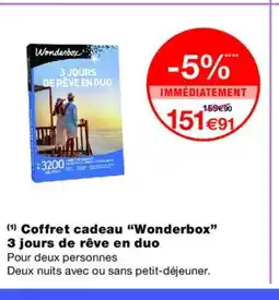 Monoprix WONDERBOX Coffret cadeau 3 jours de rêve en duo offre