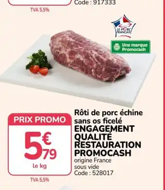 Rôti de porc échine sans os ficelé
