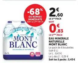 Hyper U EAU MINERALE NATURELLE MONT BLANC offre
