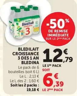 Hyper U BLEDILAIT CROISSANCE 3 DES 1 AN BLEDINA offre
