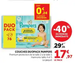 Hyper U COUCHES DUOPACK PAMPERS offre