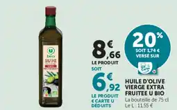 Hyper U HUILE D'OLIVE FRUITEE U BIO offre