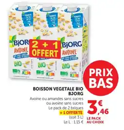 Hyper U BOISSON VEGETALE BIO BJORG offre