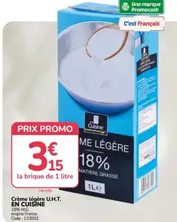 Promocash EN CUISINE Crème légère U.H.T. offre