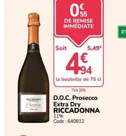 Promocash RICCADONNA D.O.C. Prosecco Extra Dry offre