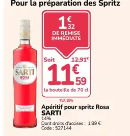 Promocash SARTI Apéritif pour spritz Rosa offre