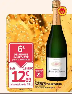 Promocash BARON DE VILLEBOERG Champagne offre