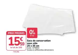 Promocash Sacs de conservation sous vide offre