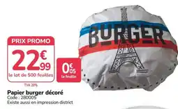 Promocash Papier burger décoré offre