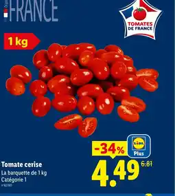 Lidl Tomate Tomate cerise La barquette de 1 kg Catégorie 1 offre