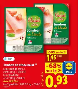 Lidl Jambon de dinde halal offre