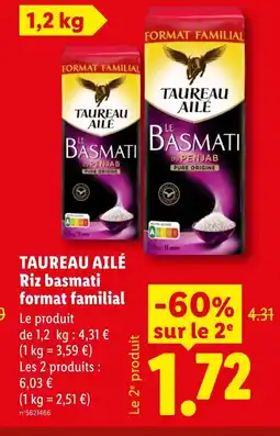 Lidl TAUREAU AILÉ Riz basmati format familial offre