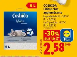 Lidl COSHIDA Litière chat agglomérante offre