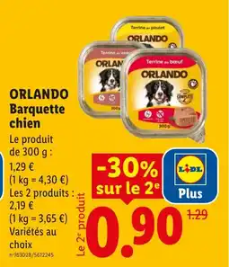 Lidl ORLANDO Barquette chien offre