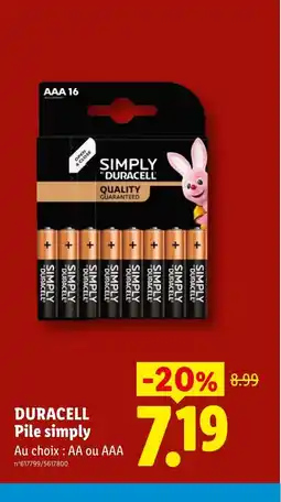 Lidl DURACELL Pile simply offre